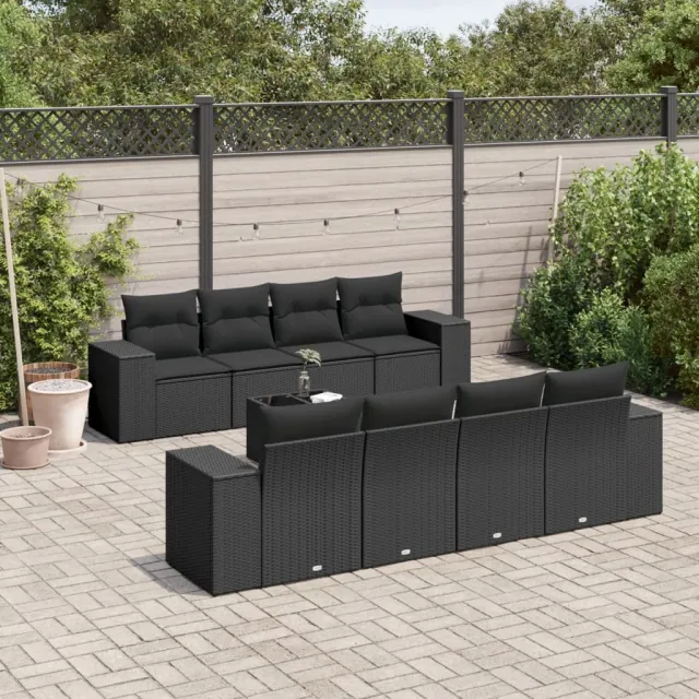vidaXL 9-delige Loungeset met kussens poly rattan zwart, foto 2