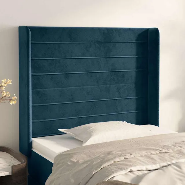 vidaXL Hoofdbord met randen 103x16x118/128 cm fluweel donkerblauw blauw