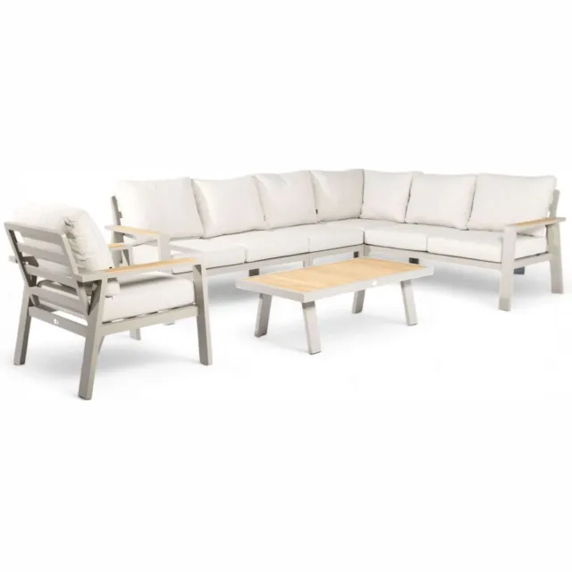 Belito Lotte Loungeset Hoekbank Nr. 5 | Taupe Aluminium | 288 x 220 cm | 7-persoons met stoel