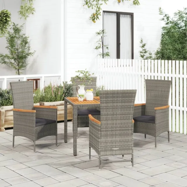 vidaXL 5-delige Tuinset met kussens poly rattan grijs, foto 2