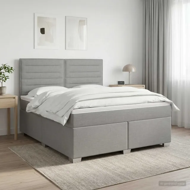 vidaXL Boxspringbed met matras Lichtgrijs 160 x 200 cm Stof