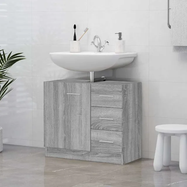 vidaXL Wastafelkast 63x30x54 cm bewerkt hout grijs sonoma eikenkleurig, foto 2
