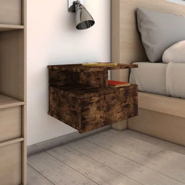 vidaXL Nachtkastjes 2 st zwevend 40x31x27 cm hout gerookt eikenkleurig, foto 2