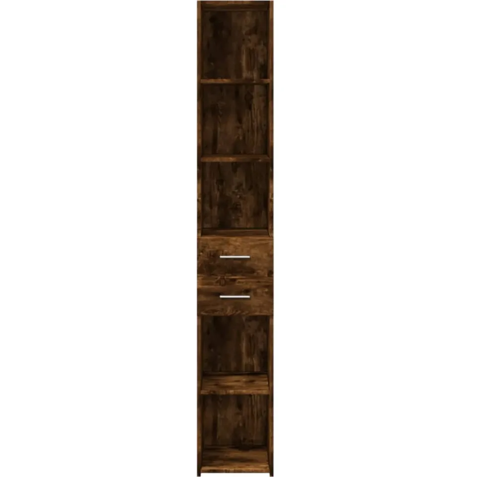 vidaXL Hoge kast 30x42,5x185 cm bewerkt hout gerookt eikenkleurig Bruin