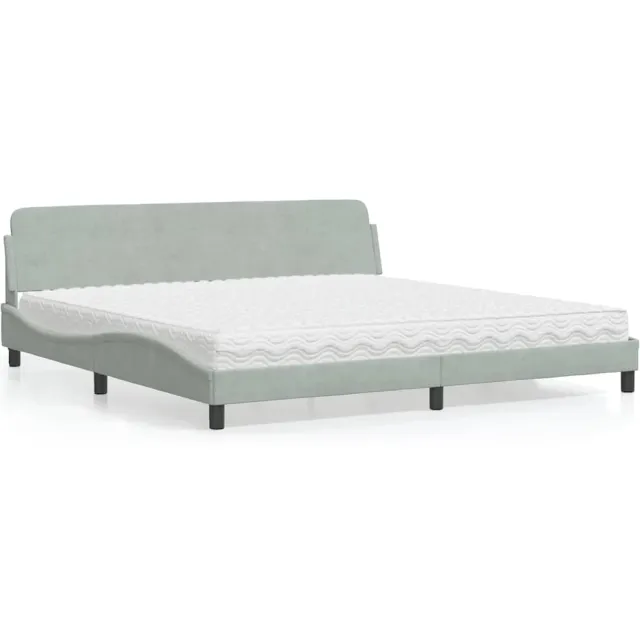 vidaXL Bed met matras "Dover" fluweel lichtgrijs 200x200 cm