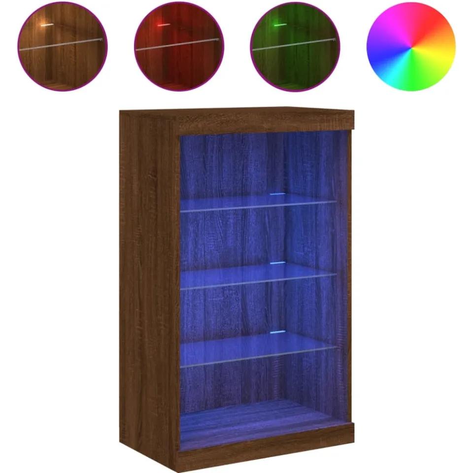 vidaXL Dressoir met LED-verlichting 60,5x37x100 cm bruin eikenkleur