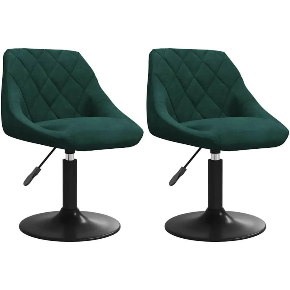 vidaXL Eetkamerstoelen draaibaar 2 st fluweel donkergroen groen, foto 3
