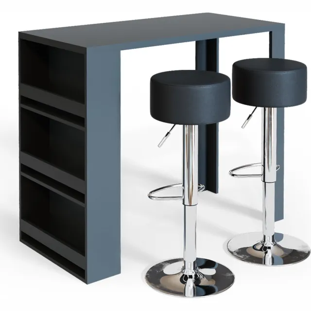 Vicco Bartafel set – 57 x 117 cm met 2 barkrukken Antraciet