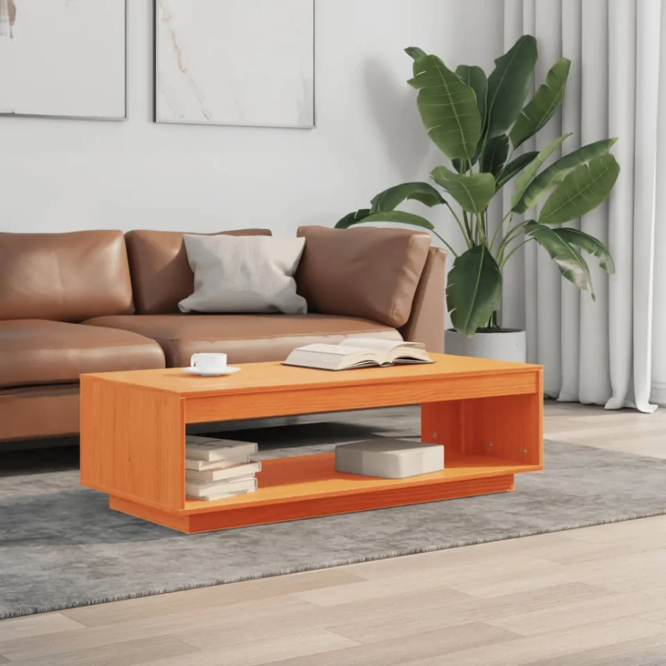 vidaXL Salontafel 110x50x33,5 cm massief grenenhout wasbruin bruin, foto 3