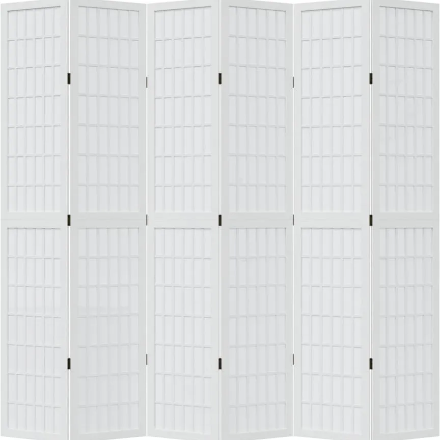 vidaXL Kamerscherm met 6 panelen massief paulowniahout wit, foto 4