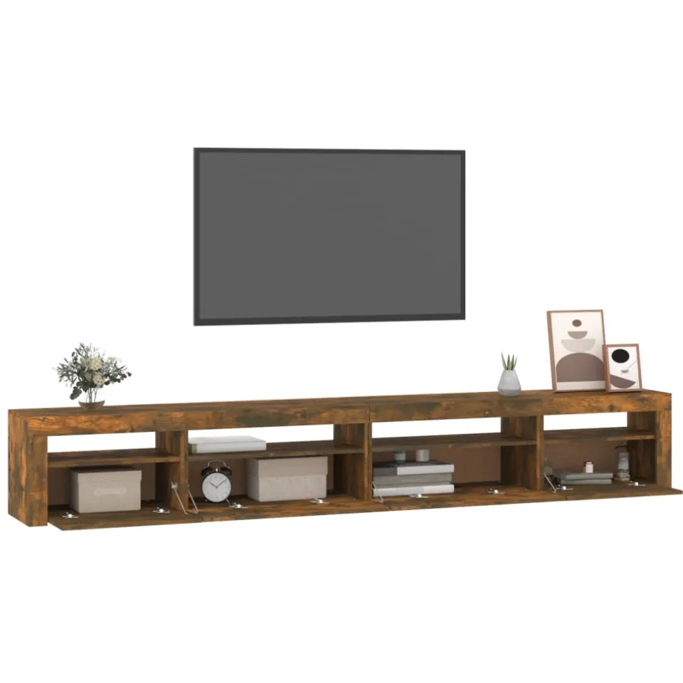 vidaXL Tv-meubel met LED-verlichting 270x35x40 cm gerookt eikenkleurig, foto 3