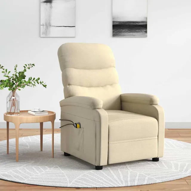 vidaXL Massagestoel elektrisch stof crèmekleurig, foto 2