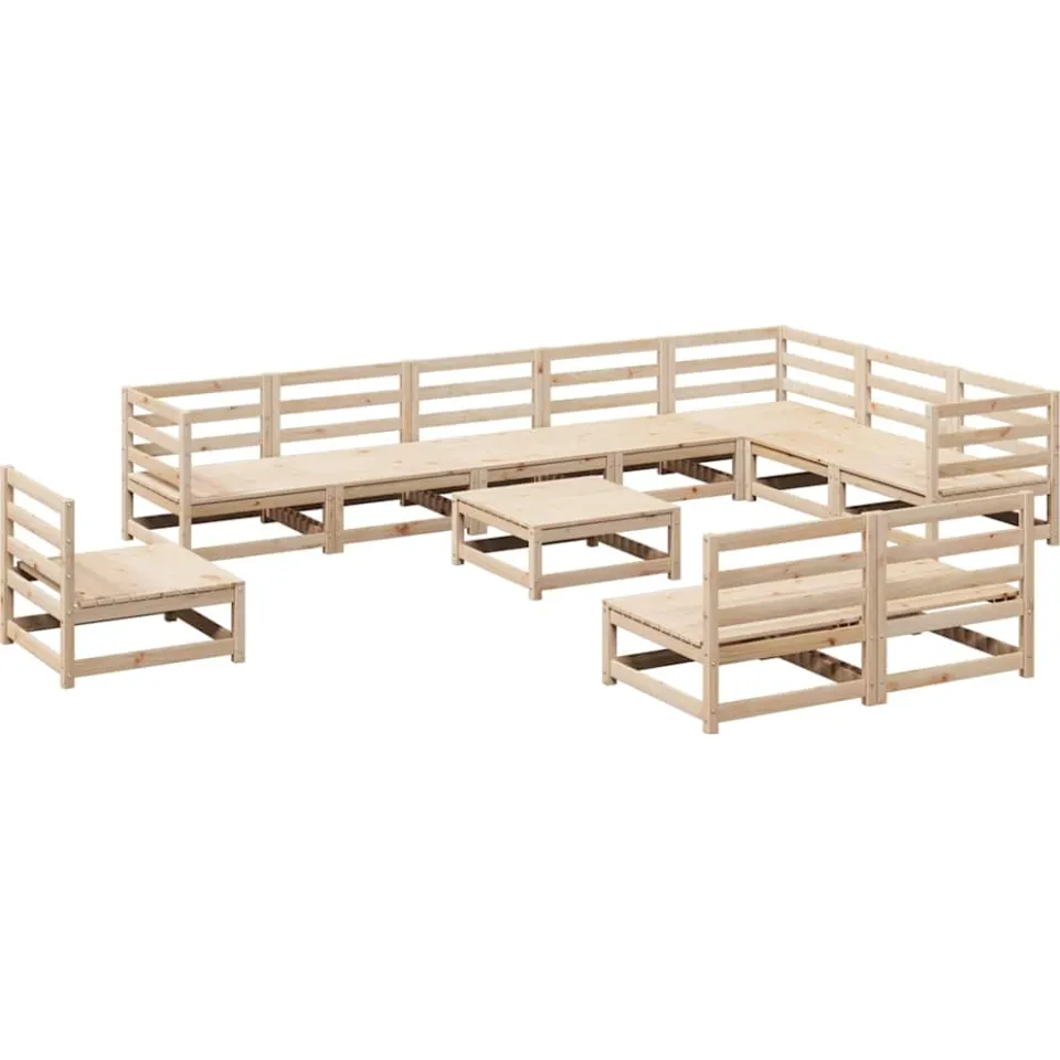 vidaXL 11-delige Loungeset massief grenenhout Bruin