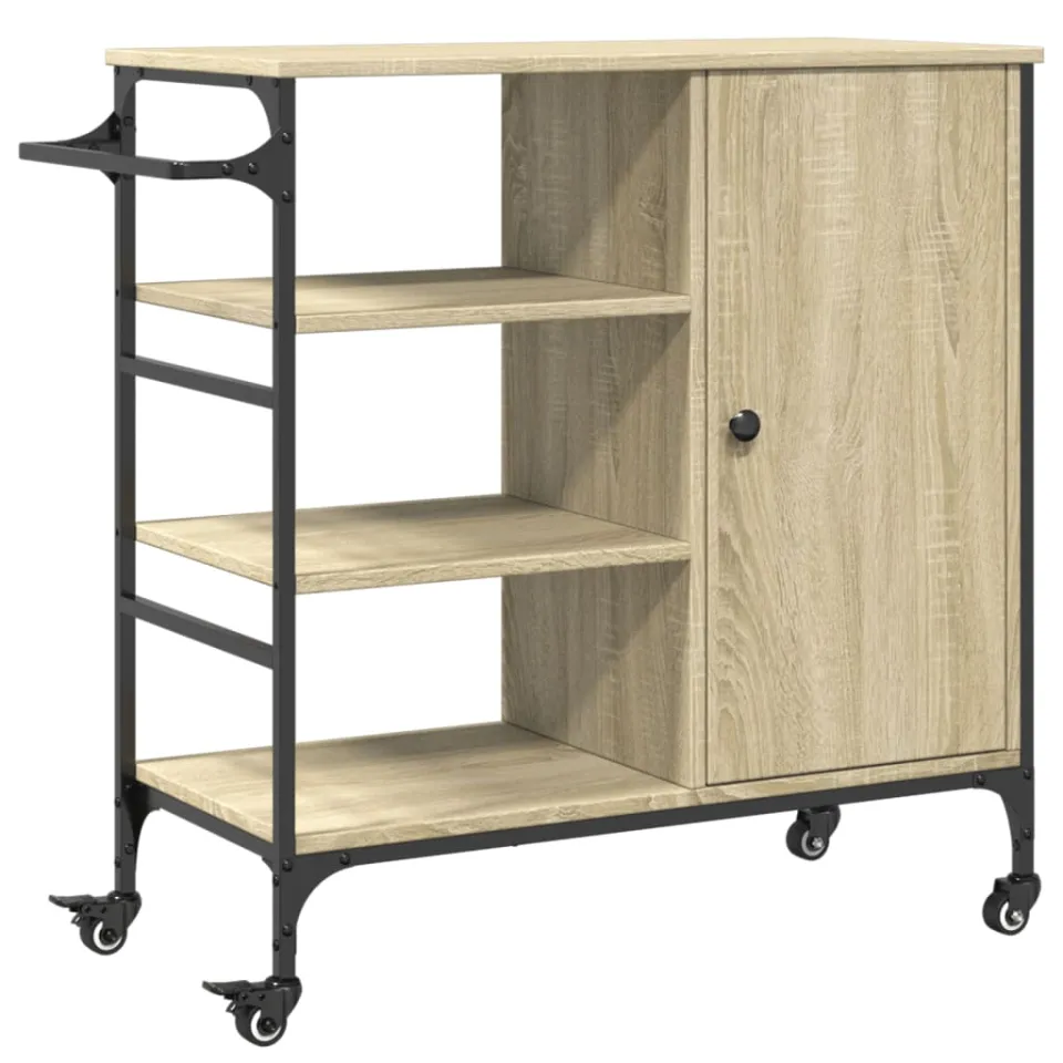 vidaXL Keukentrolley 87,5x38,5x84,5 cm bewerkt hout sonoma eikenkleur Bruin