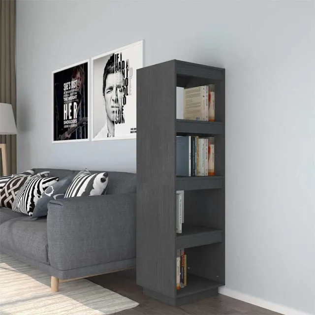 vidaXL Boekenkast/kamerscherm 40x35x135 cm massief grenenhout grijs, foto 2