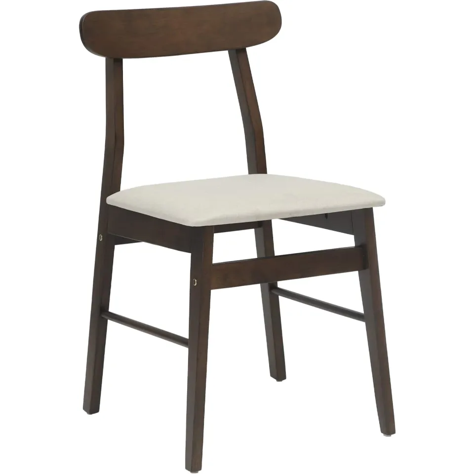 vidaXL Eetkamerstoel 2 st Massief Rubberhout Donkerbruin, Wit, foto 4