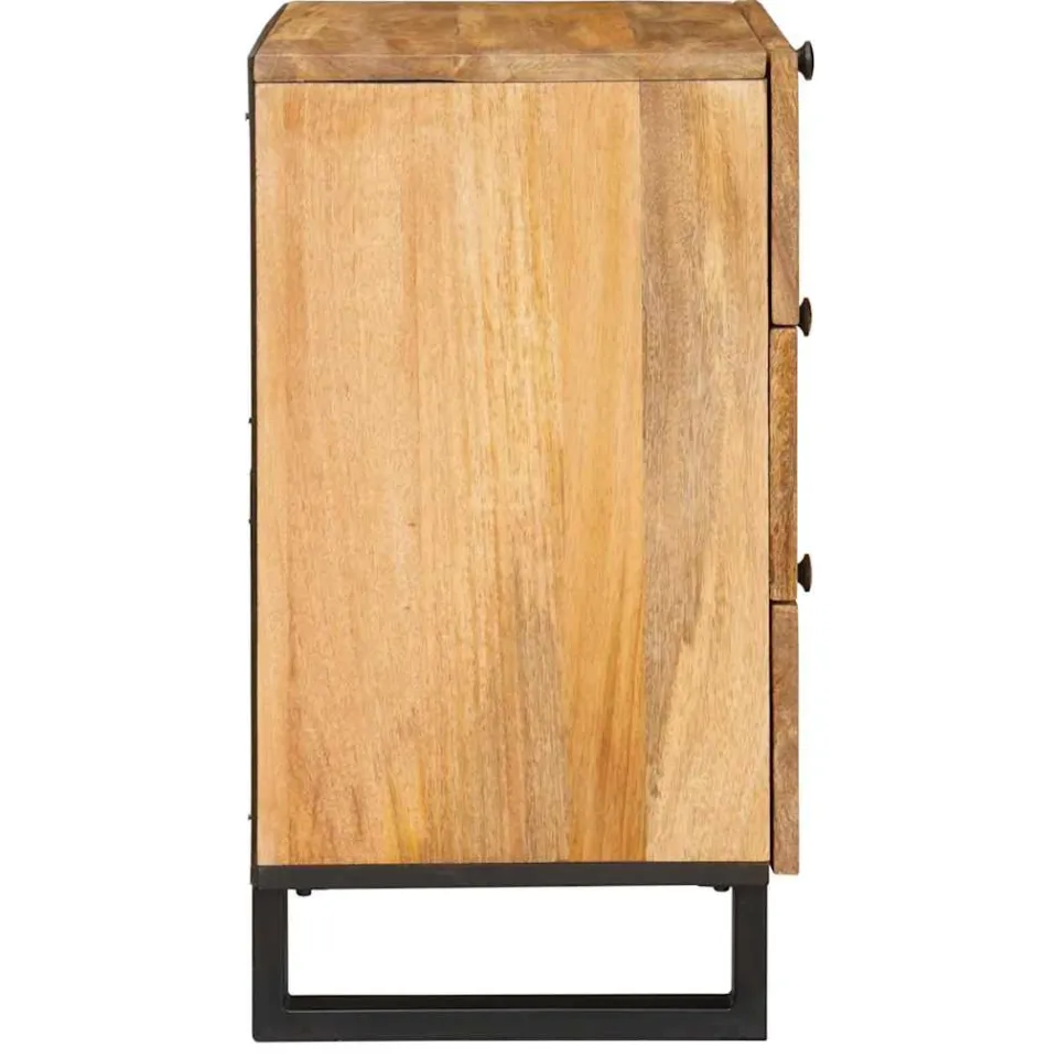 vidaXL Nachtkastje met lade Naturel 50 x 33 x 62 cm Massief Mango Hout, foto 4
