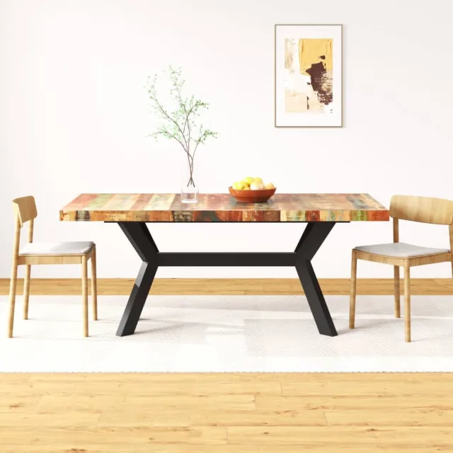 vidaXL Eettafel - 180 - cm - massief - gerecycled - hout - en - stalen - kruis Multikleur