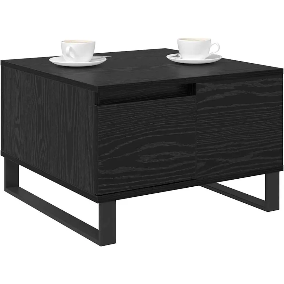 vidaXL Salontafel Zwart Eiken 55 x 55 x 36,5 cm Bewerkt hout