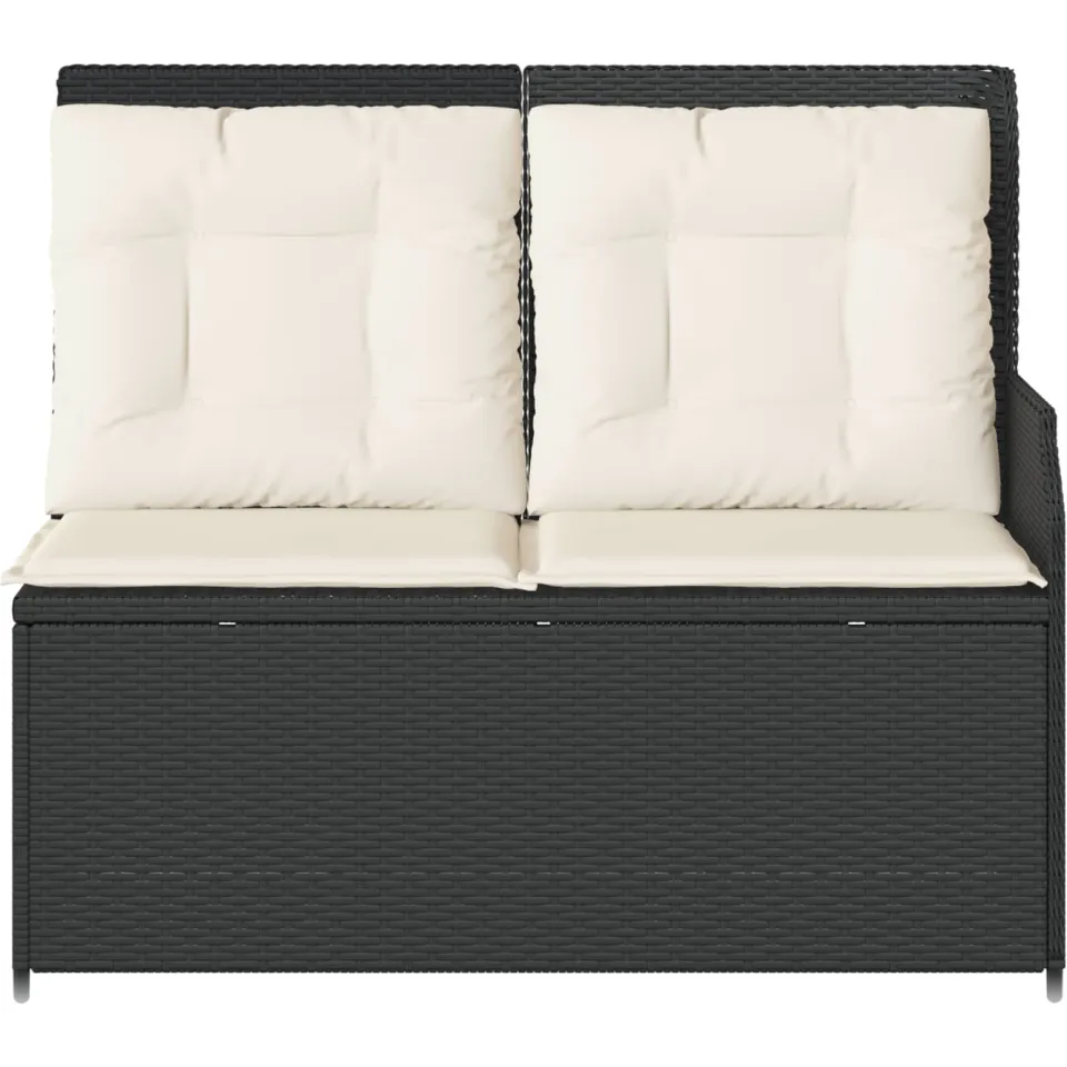 vidaXL Tuinbank 2-zits Zwart en Cream Wit poly rattan, foto 4