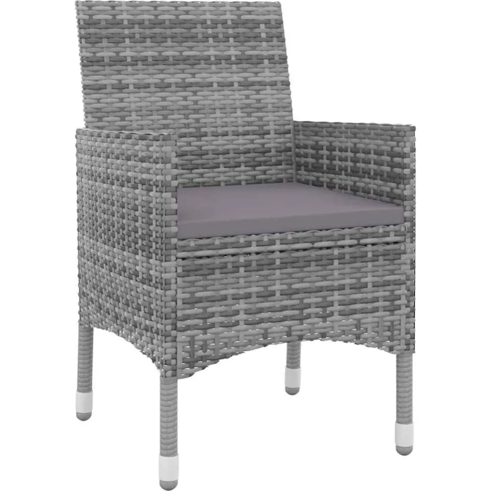 vidaXL 5-delige Tuinset met kussens poly rattan en glas Grijs