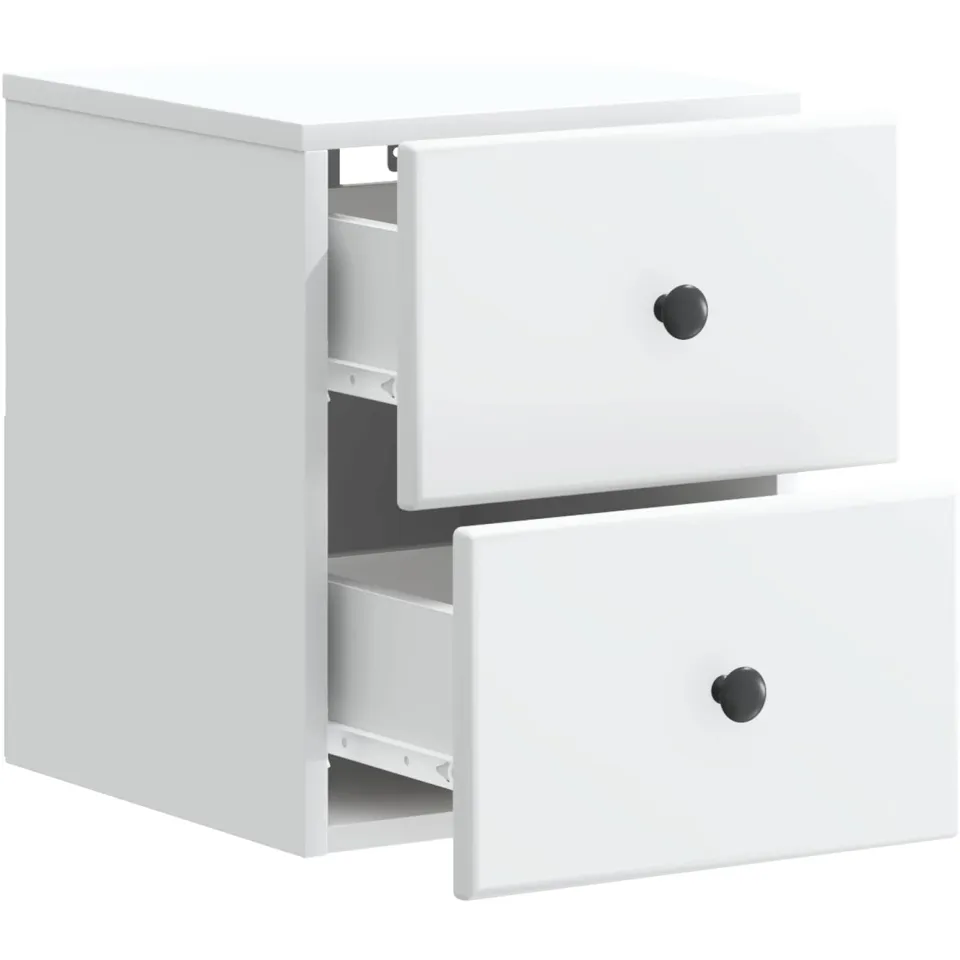 vidaXL Wandbeugel Bedkast met lade Wit 34,5 x 33 x 40 cm Bewerkt hout, foto 4