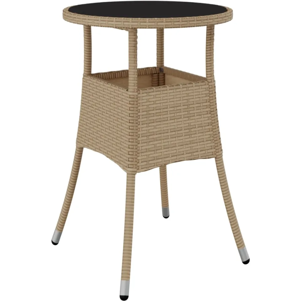 vidaXL 3-delige Tuinset met kussens poly rattan en glas beige, foto 4