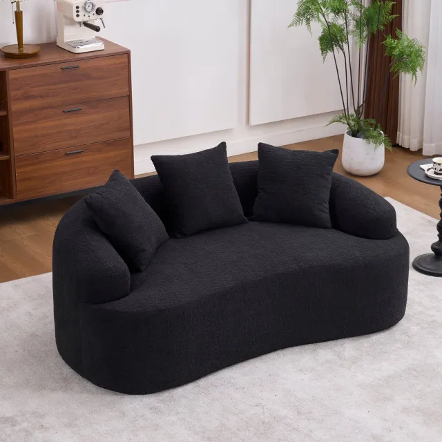 CHICFURN 2-zitsbank - Gebogen - Compact - Zwart