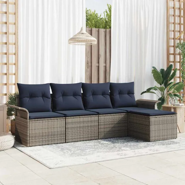 vidaXL Tuin Sofa Set 5 st Grijs poly rattan, foto 2