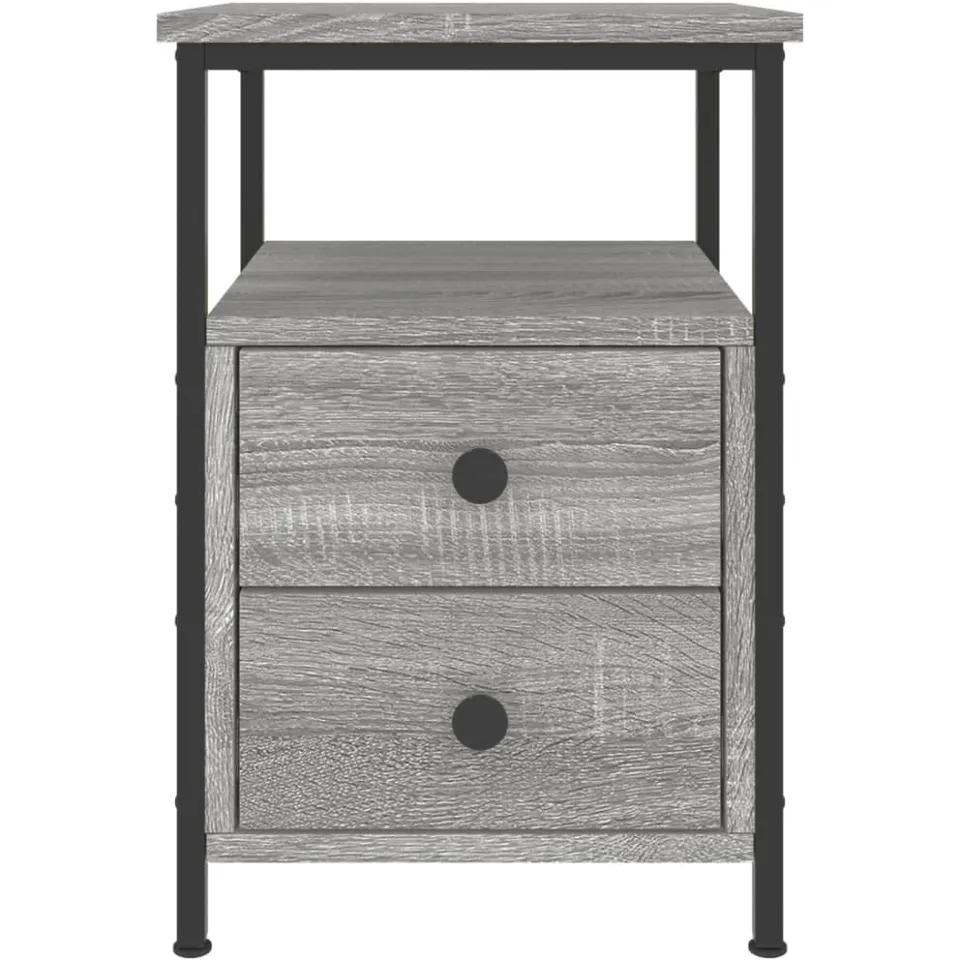vidaXL Nachtkastjes 2 st 34x35,5x50 cm bewerkt hout grijs sonoma eiken, foto 4