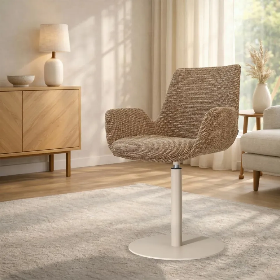 Nolon Niva-Eef draaibare tulp eetkamerstoel bruin blend - beige onderstel, foto 3