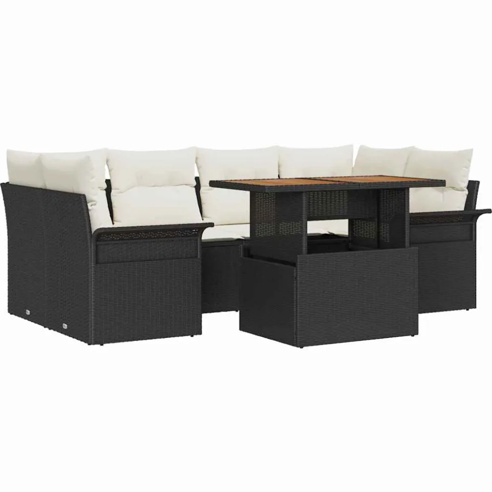 vidaXL Tuin Sofa Set 7 st Zwart Poly riet