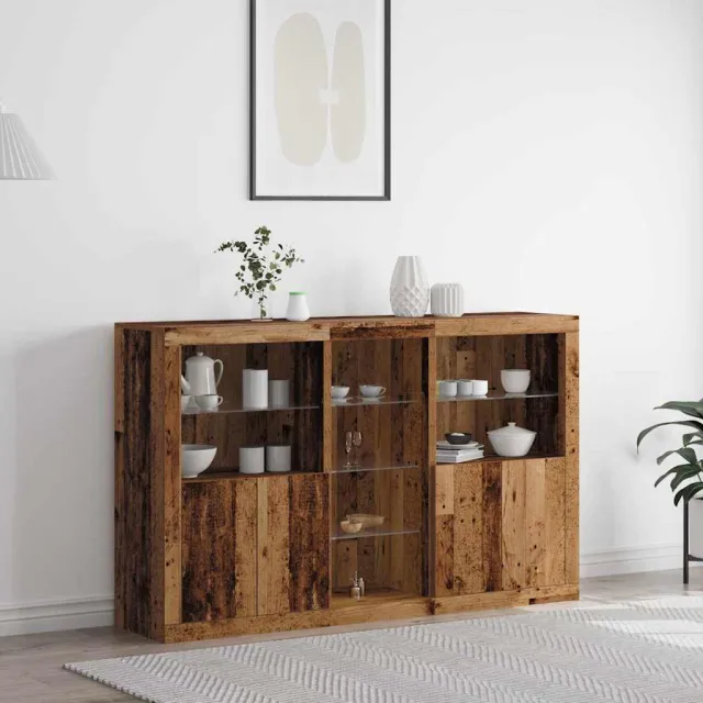 vidaXL LED Sideboard Oud hout 162 x 37 x 100 cm Bewerkt hout Bruin