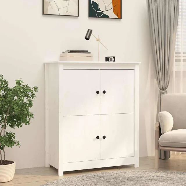 vidaXL Dressoir 83x41,5x100 cm massief grenenhout wit, foto 2