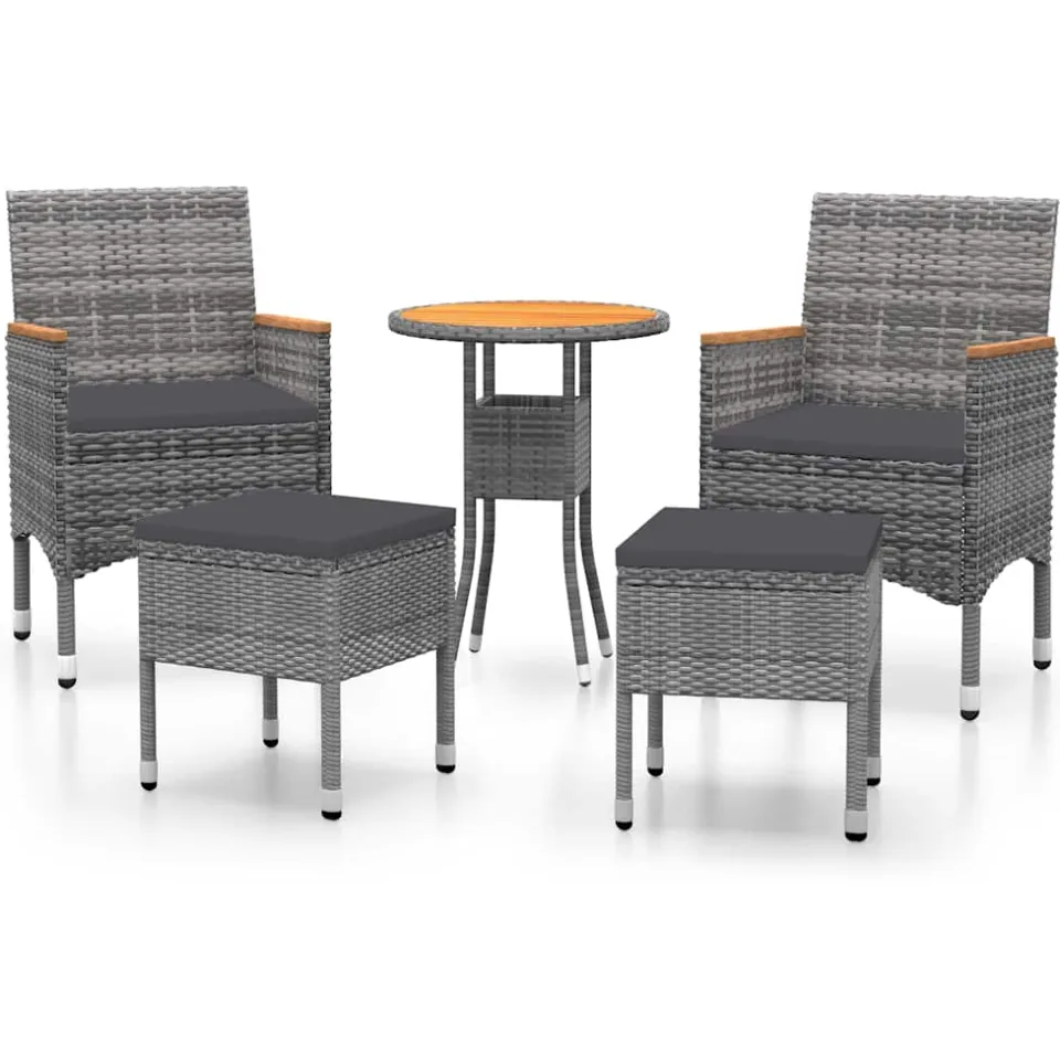 vidaXL 5-delige Loungeset poly rattan grijs, foto 3