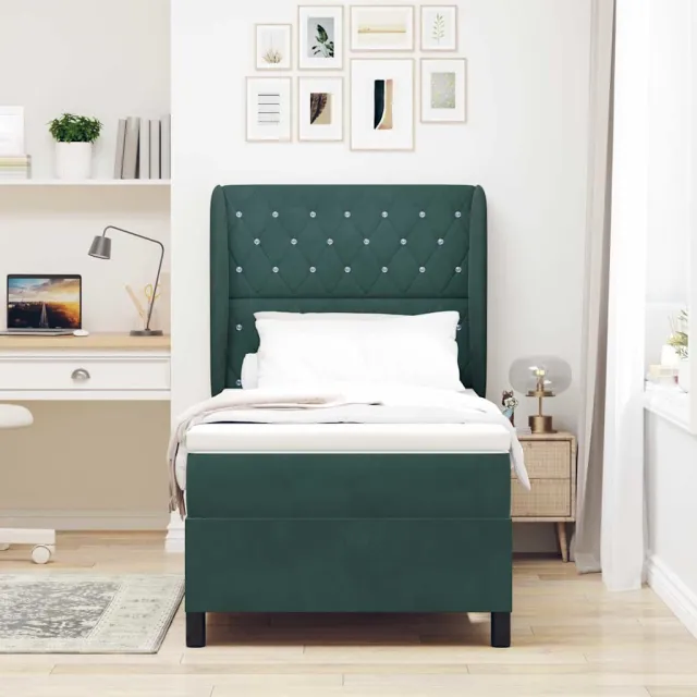 vidaXL Boxspringbed met matras Donkergroen 190 x 90 cm Fluweel