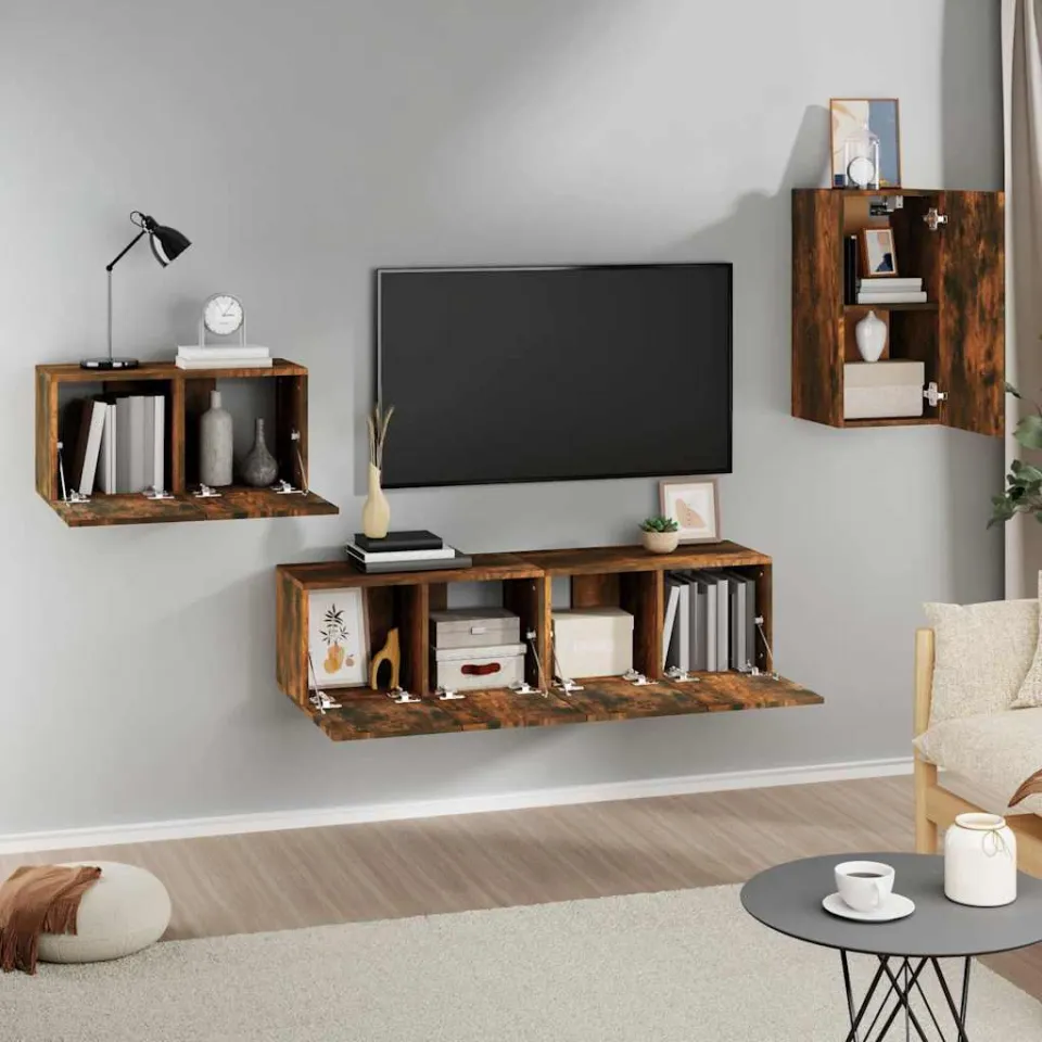 vidaXL 4-delige Tv-meubelset bewerkt hout gerookt eikenkleurig, foto 3