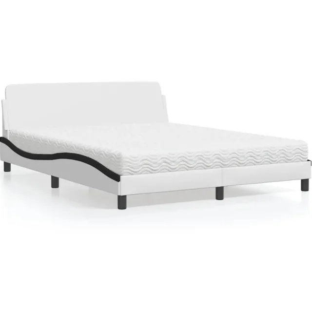 vidaXL Bed met matras "Dover" kunstleer wit en zwart 160x200 cm