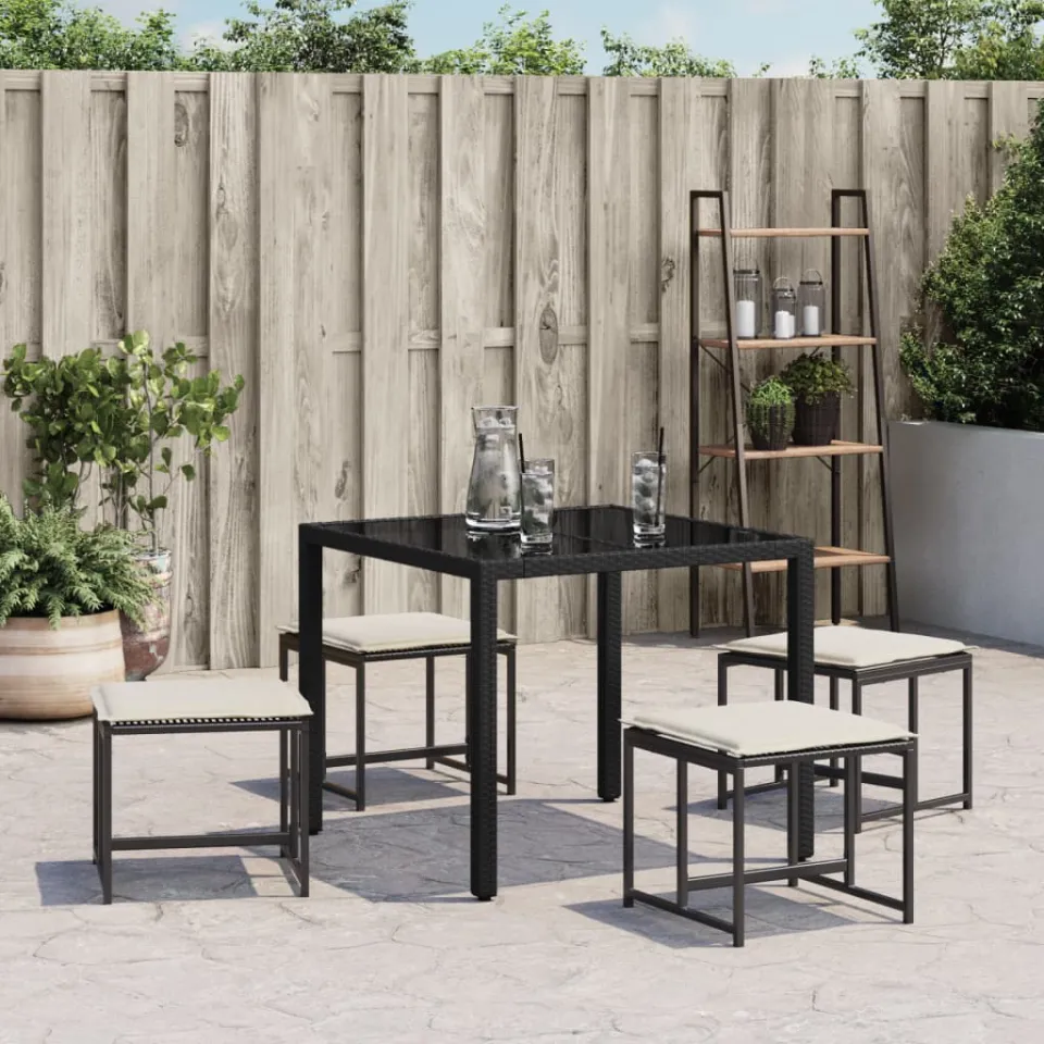 vidaXL Tuinkrukken met kussens 4 st poly rattan zwart, foto 3