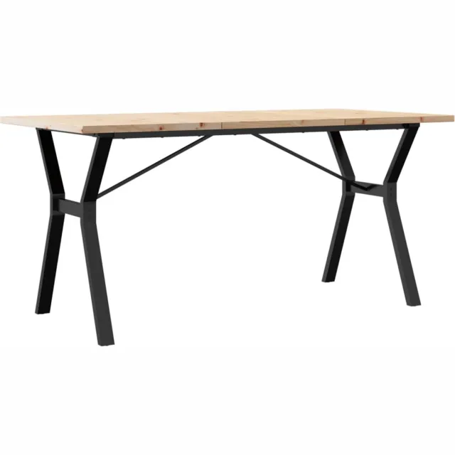 vidaXL Eettafel - Y-frame - 160x80x75,5 - cm - massief - grenenhout - en - staal Bruin