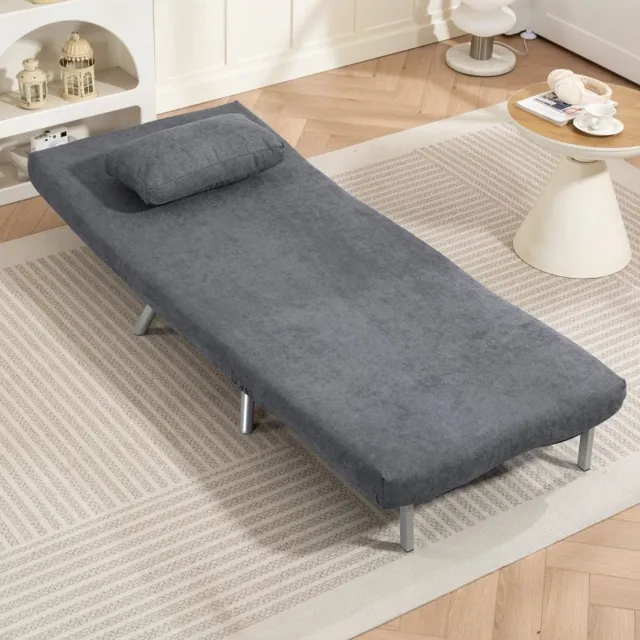 CHICFURN Slaapfauteuil - Bedfunctie - 5 standen - Donkergrijs