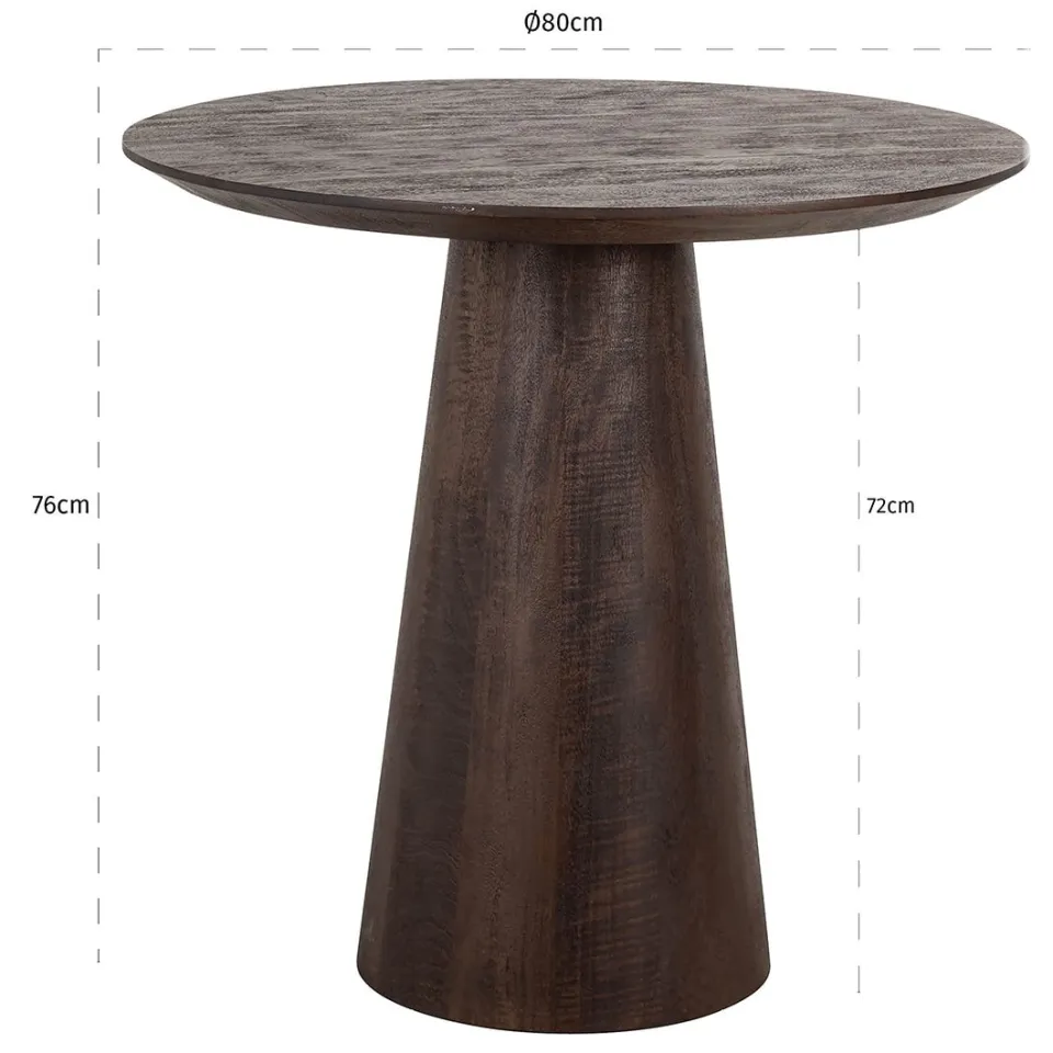 Richmond Interiors Richmond Bistrotafel 'Willow' Mangohout, 80cm donkerbruin, foto 2
