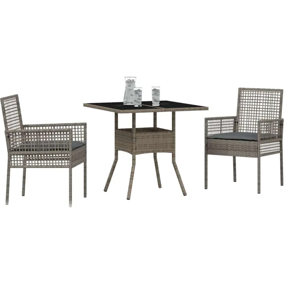 vidaXL Tuin eettafelset 3 st Grijs poly rattan