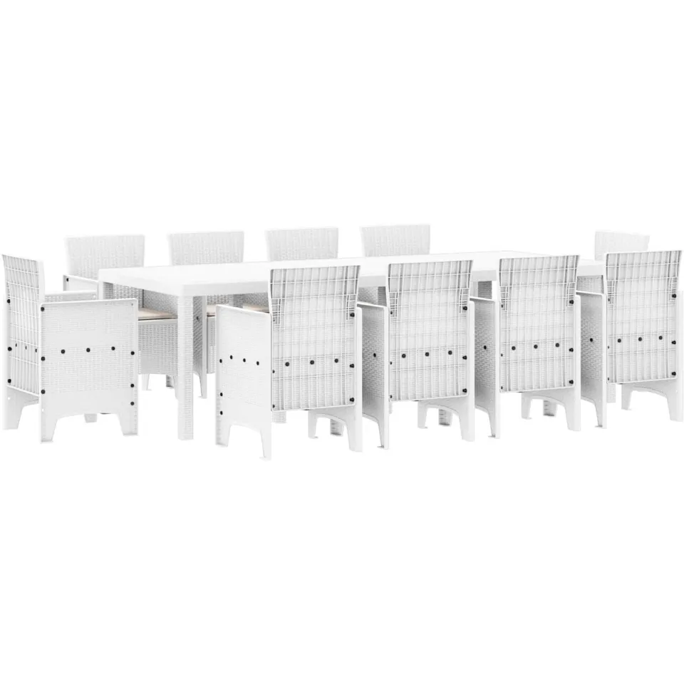 vidaXL Tuin Eetset 11 st Wit Polypropyleen