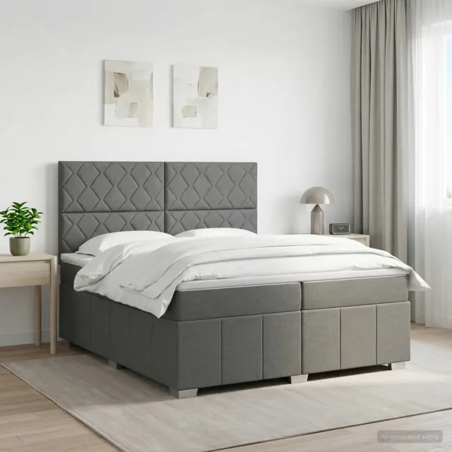 vidaXL Boxspringbed met matras Donkergrijs 200 x 200 cm Stof