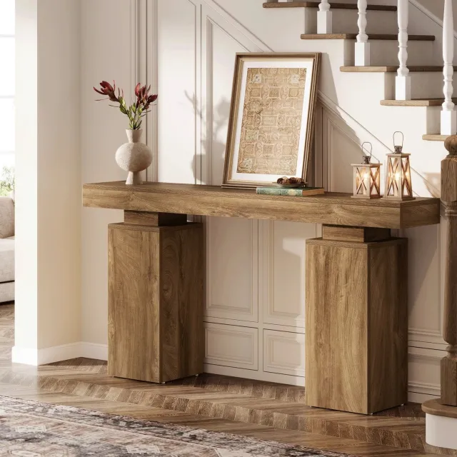Prime Homely Prime Home Consoletafel - Entreetafel - Haltafel - Woonkamermeubilair - Industrieel - Houten - 160 x 39 x 85cm - Bruin