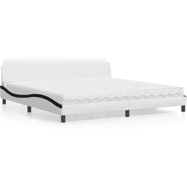 vidaXL Bed met matras "Dover" kunstleer wit en zwart 200x200 cm