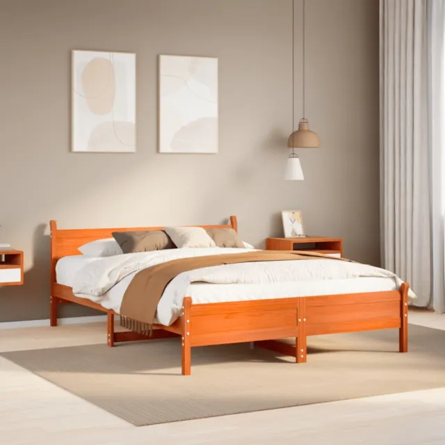 vidaXL Bedframe zonder matras massief grenenhout wasbruin 140x200 cm bruin
