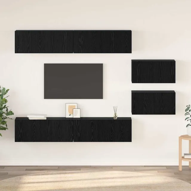 vidaXL Tv-meubelset 6 st 80 x 30 x 30 cm Zwart Eiken, foto 2