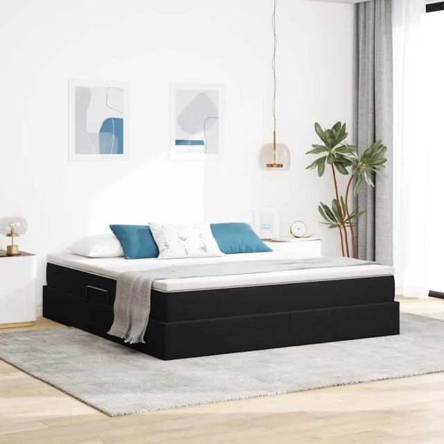 vidaXL Opbergbed met matras met opslag Zwart 160 x 200 cm Fluweel